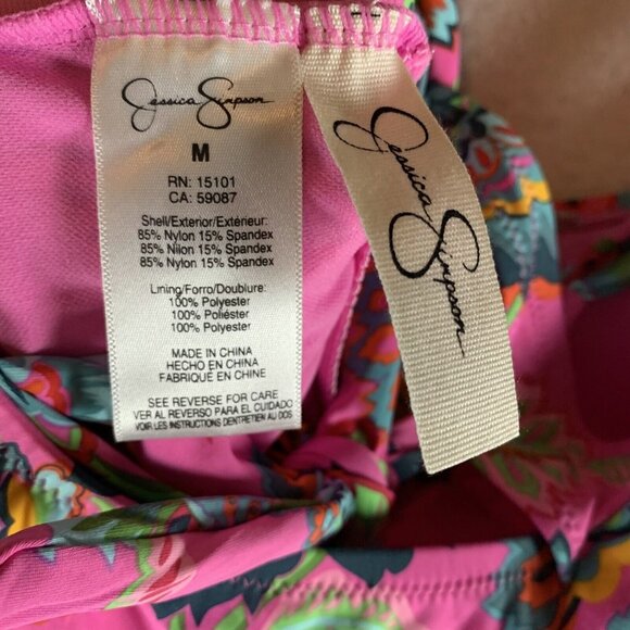 Jessica Simpson Swimsuit Women's Medium Lip Gloss Rosies Bushes Criss-Cross Back - Picture 5 of 6